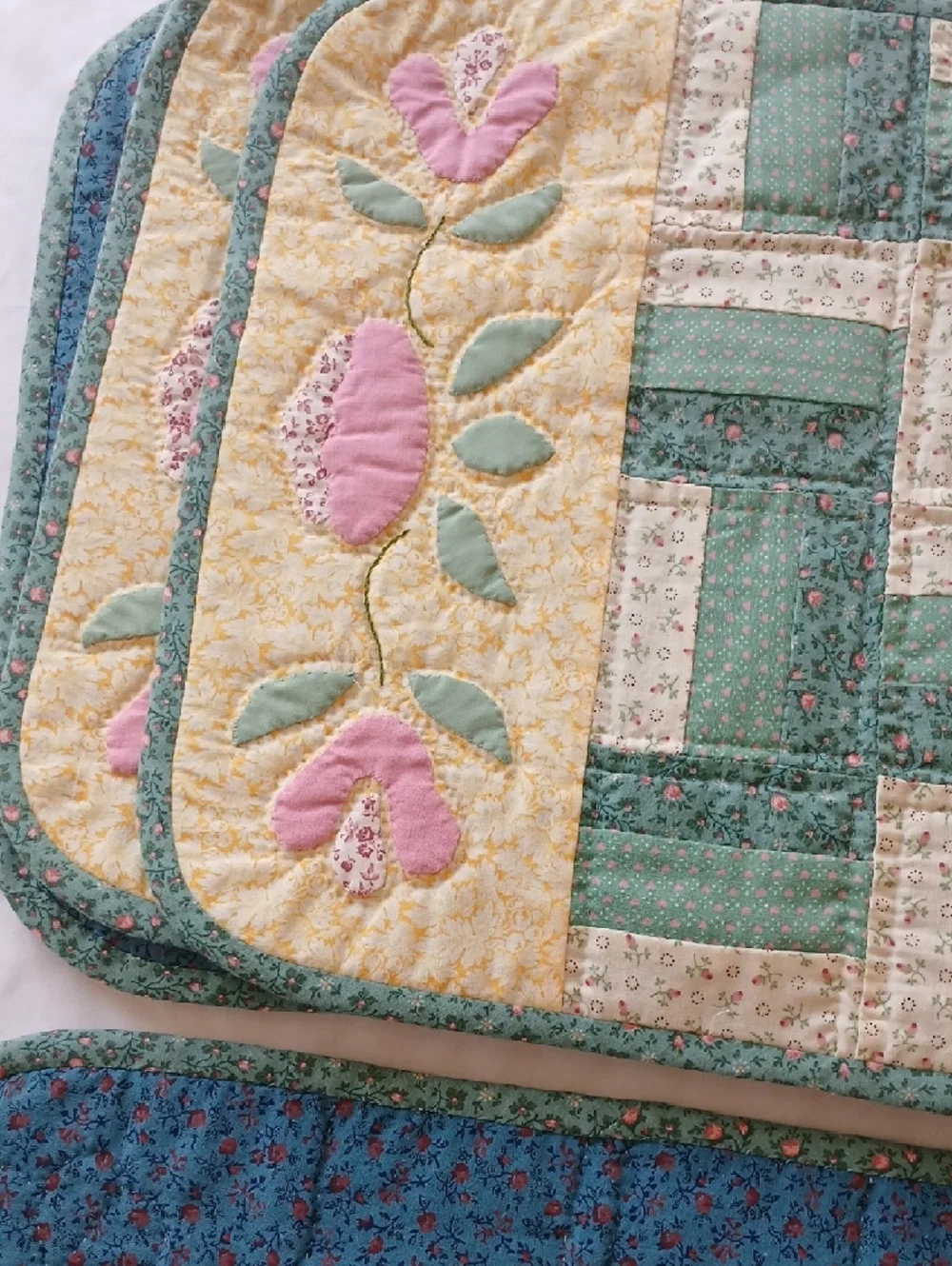 Handcrafted Quilted Reversible Placemats Set of 6